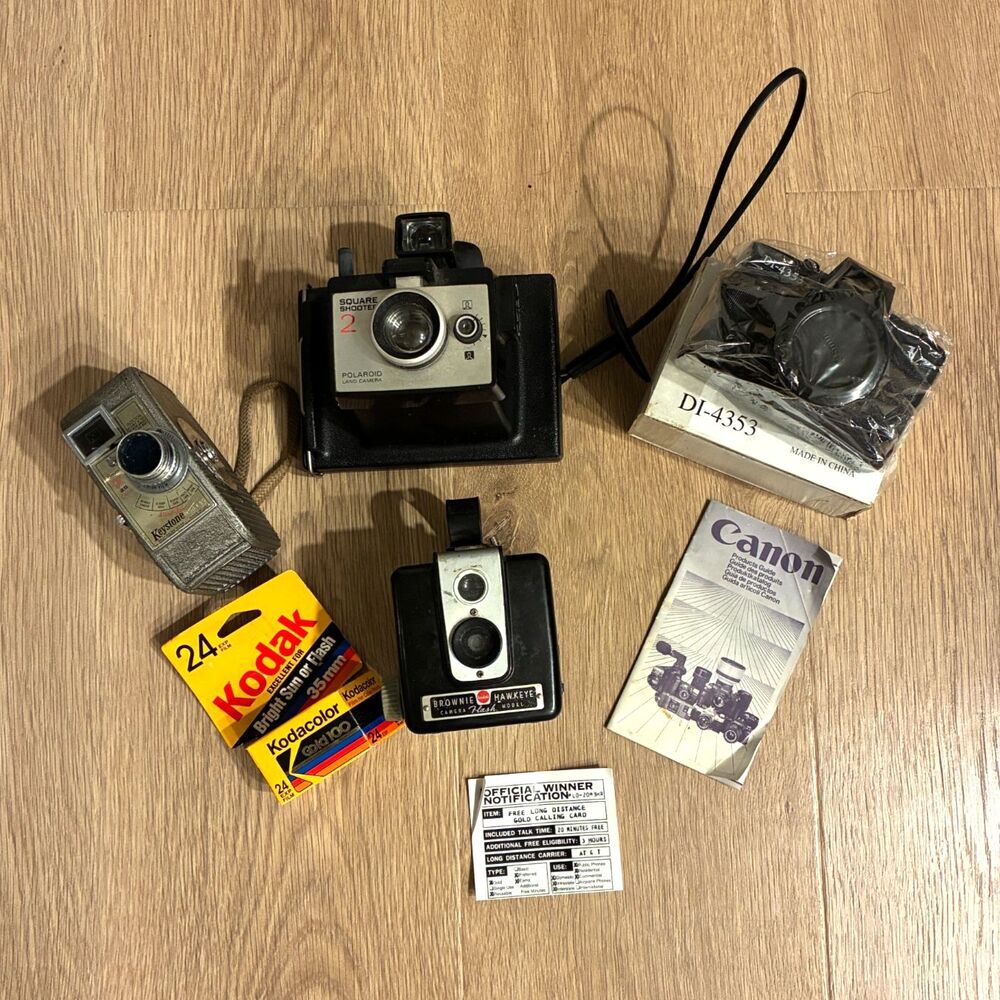 Vintage Untested Camera Lot Kodacolor Polaroid Keystone Canon Kodak
